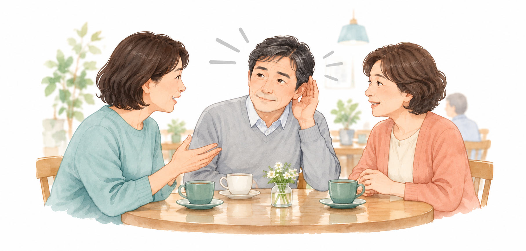 複数人での会話で聞こえにくさを感じる場面